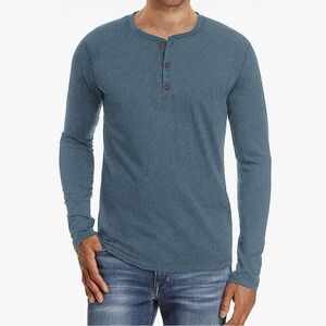 🩵 Men's Blue Henley Shirt